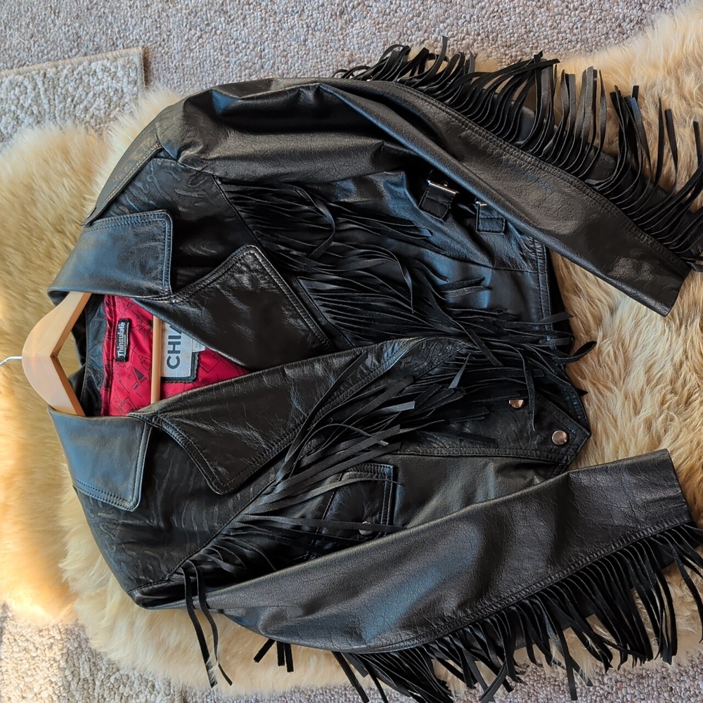 Leather Jacket with Fringe